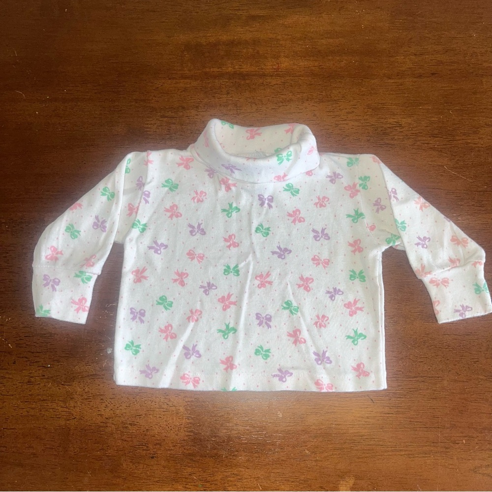 Vintage Southern Classics Baby/Toddler 12 Month Turtleneck Shirt w/ Pink Bows